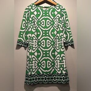 Laundry By Design Green & White Geometric Jersey Shift Dress. size 0